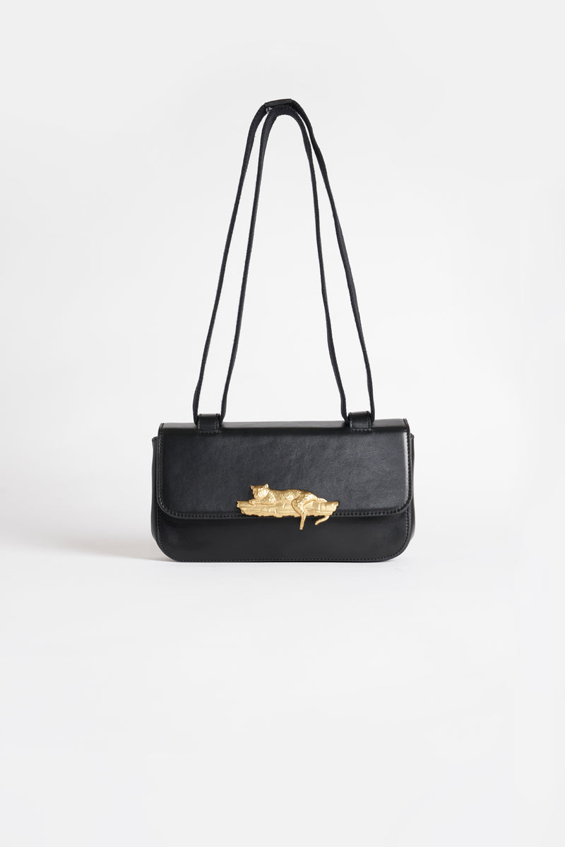 Leather Baguette Bag - Nico - Black