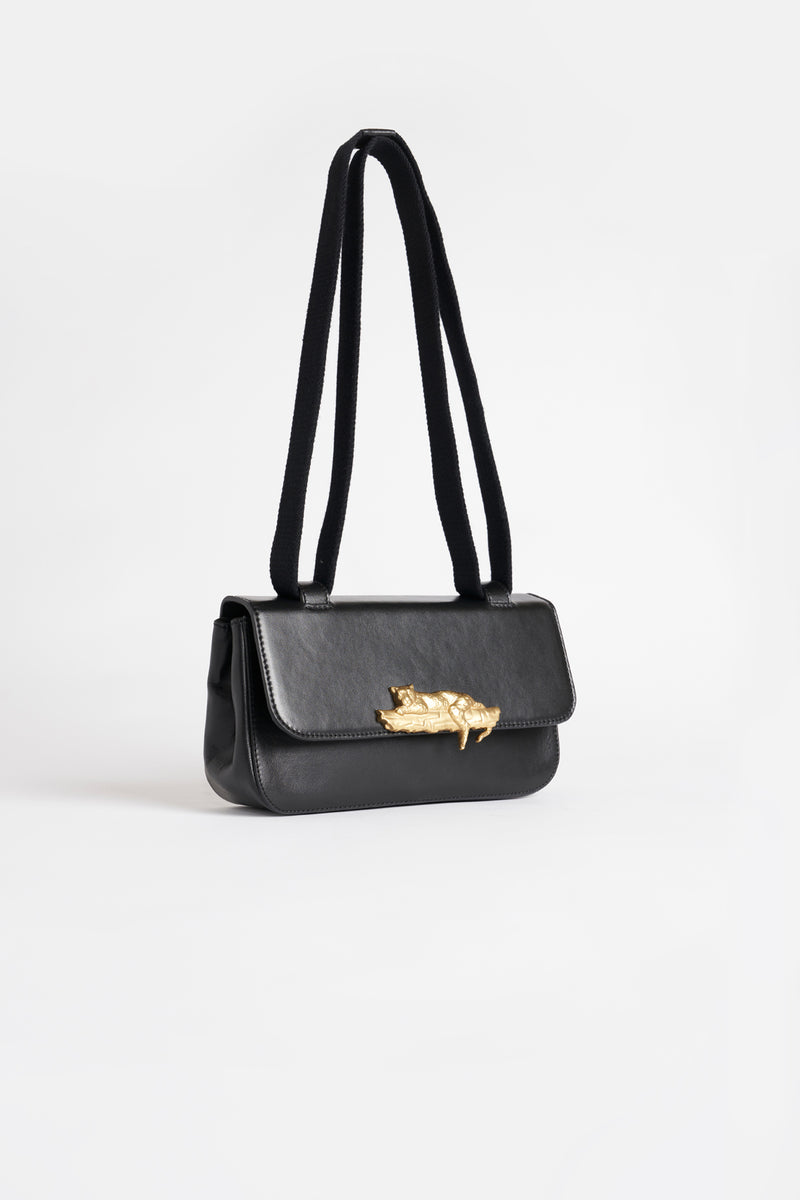 Leather Baguette Bag - Nico - Black