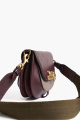 Suede and Leather Besace Bag - Burgundy