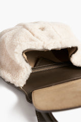 Leather and Wool Shell Bag - Berger - Khaki