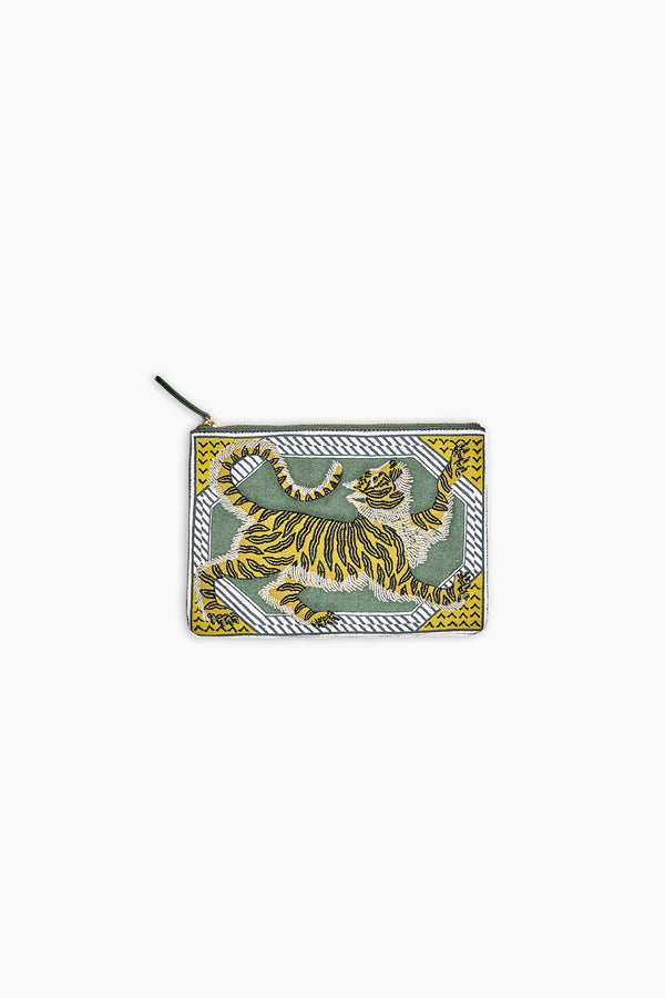 Embroidered Pouch - Mantra - Green