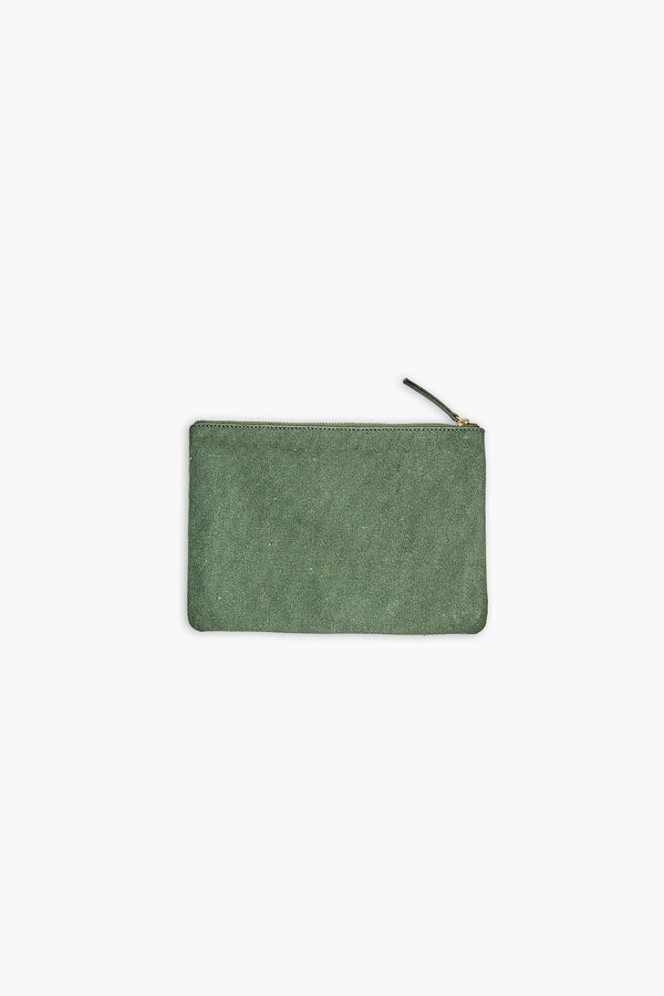 Embroidered Pouch - Mantra - Green