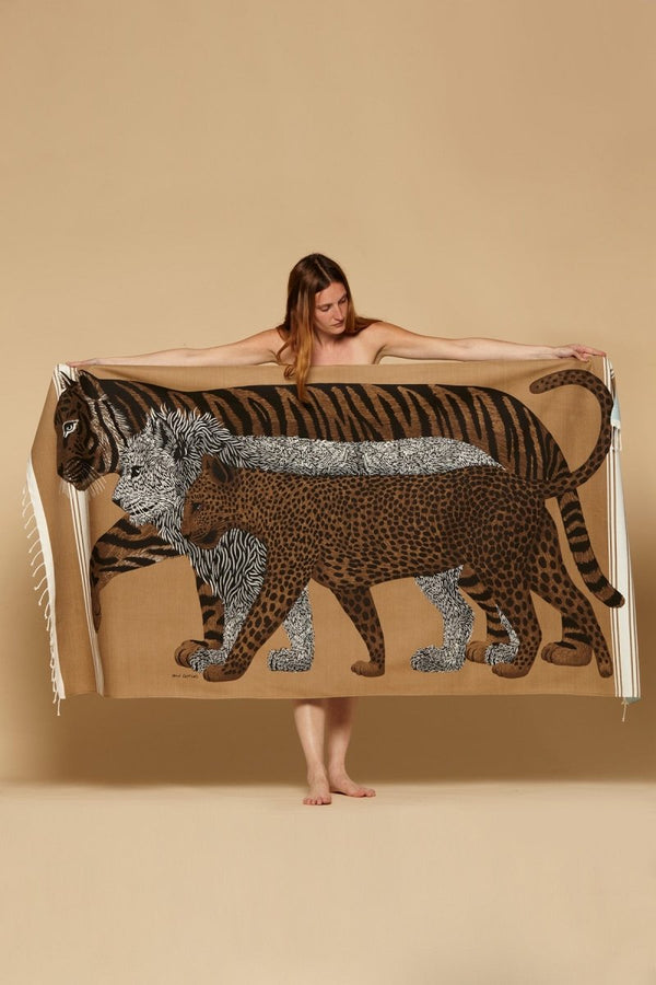 Cotton Fouta Towel - Cheetah - Light Brown - Inoui Editions Europe