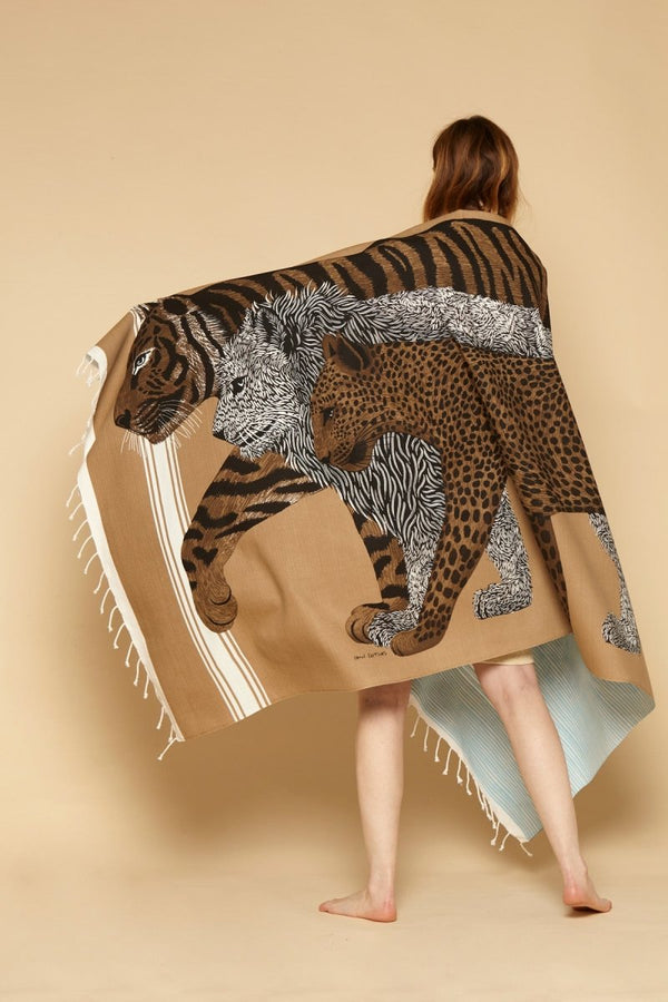 Cotton Fouta Towel - Cheetah - Light Brown - Inoui Editions Europe