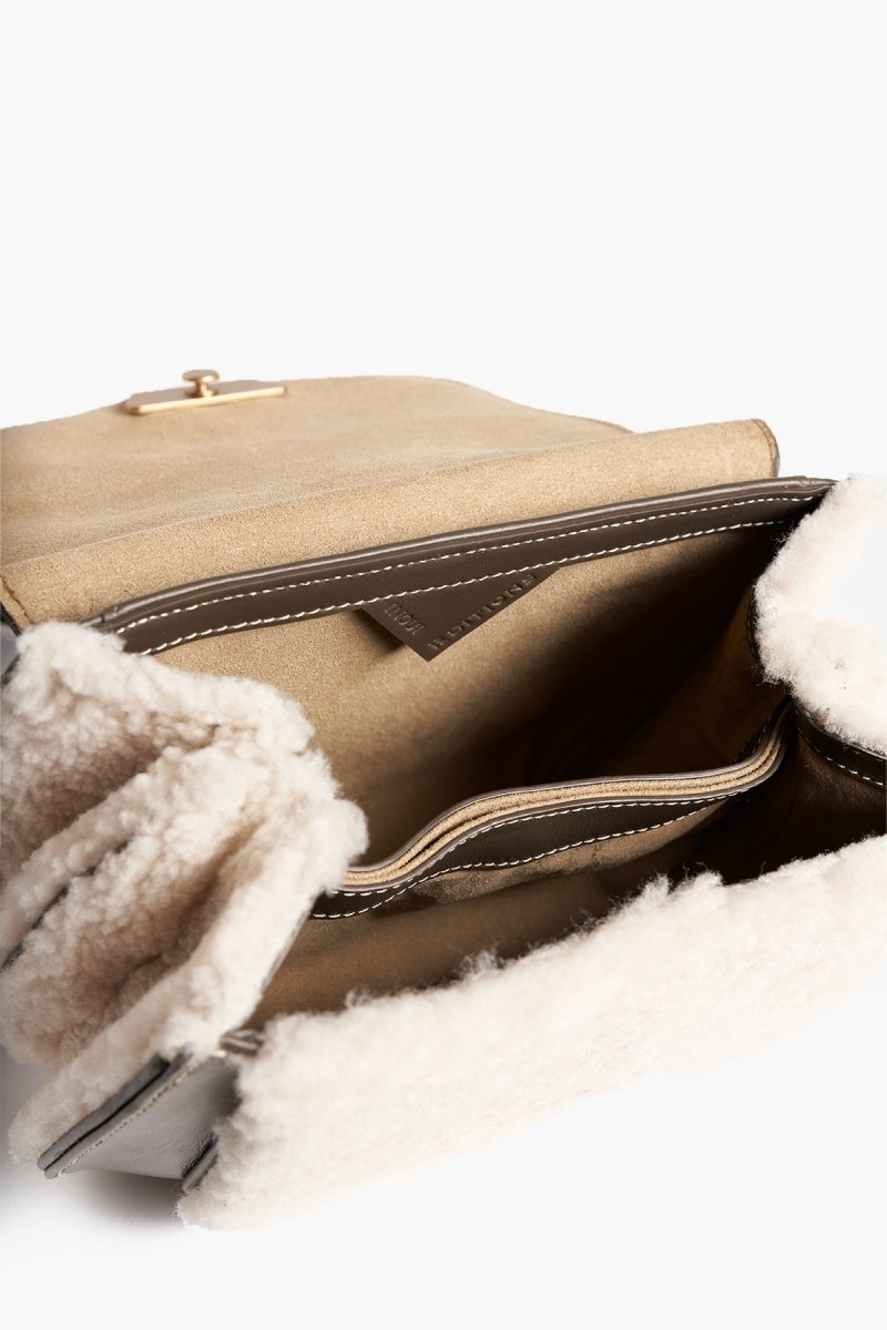 Leather and Wool Besace Bag - Berger - Khaki - Inoui Editions Europe