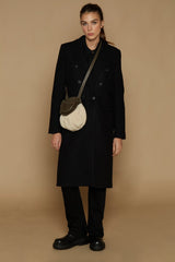 Leather and Wool Shell Bag - Berger - Khaki - Inoui Editions Europe