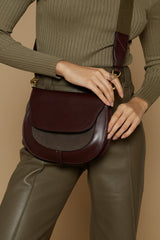 Leather Large Besace Bag - Burgundy - Inoui Editions Europe