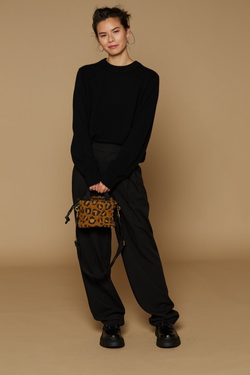 Quilted and Embroidered Mini Caprice Bag - Leonard - Black - Inoui Editions Europe