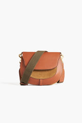 Suede and Leather Large Besace Bag - Vegetal - Inoui Editions Europe