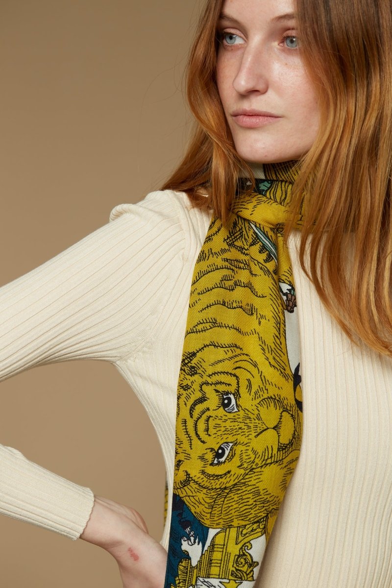 Wool and Cashmere Scarf - Noël - Blue - Inoui Editions Europe