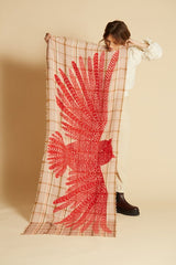 Wool and Cotton Scarf - Hedwige - Coral - Inoui Editions