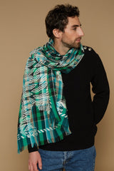 Wool and Cotton Scarf - Mantra - Green - Inoui Editions Europe