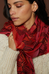 Wool and Cotton Scarf - Mantra - Raspberry - Inoui Editions Europe