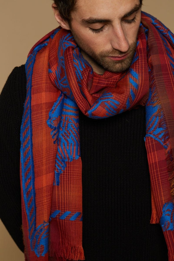 Wool and Cotton Scarf - Mantra - Red - Inoui Editions Europe