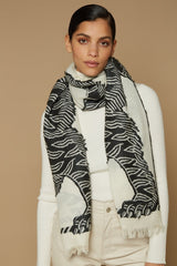 Wool and Cotton Scarf - Mantra - White - Inoui Editions Europe