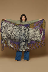 Wool, Cashmere and Silk Scarf - Roberta - Purple - Inoui Editions Europe