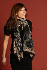 Wool Scarf - Barocco - Black - Inoui Editions