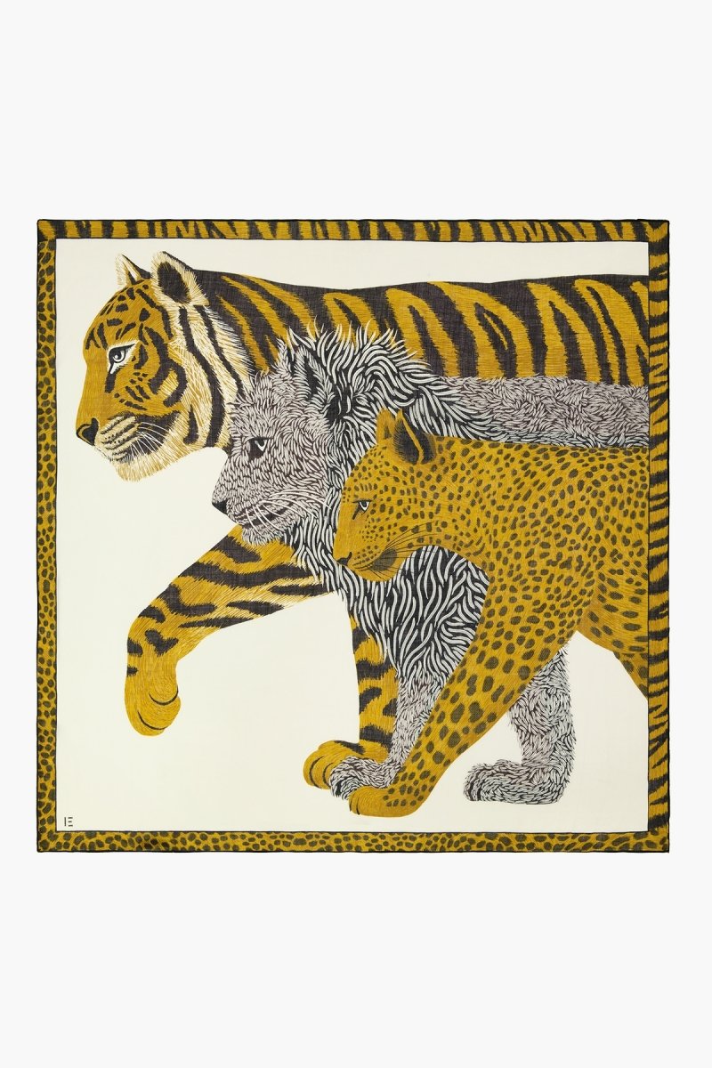 Wool Square Scarf - Cheetah - White - Inoui Editions Europe