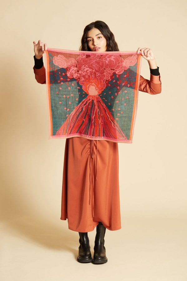Wool Square Scarf - Kalinka - Pink - Inoui Editions